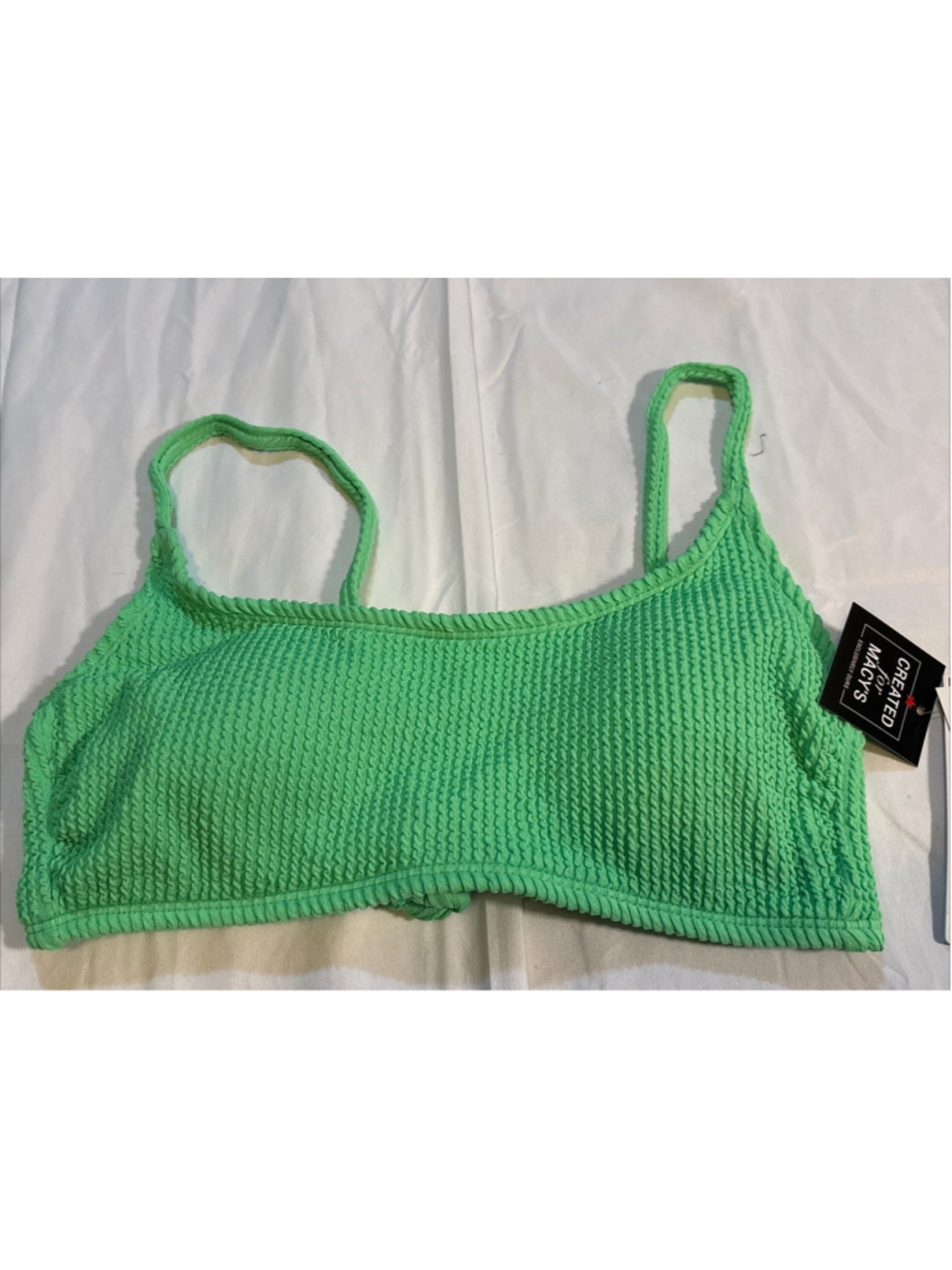 salt + Cove Juniors Rib Scrunch Scoop-Neck Bikini Top Mint Tea Green Large